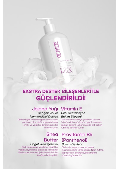 Lavanta Yağı Masaj Sütü 250 Ml Ve Nemlendirici Aromaterapi Bakımı