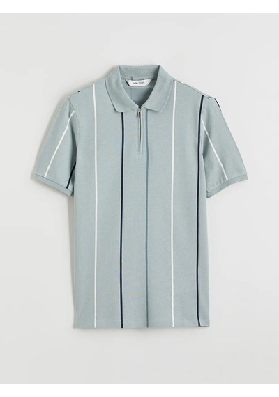 Lc Waikiki Yeşil Polo Yaka Çizgili Pike Erkek Tişört