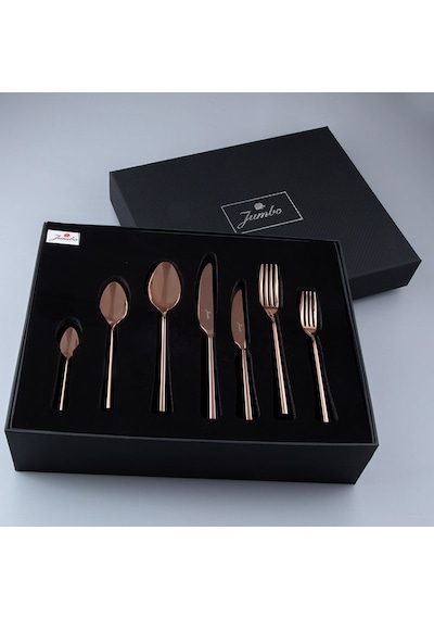 Jumbo 1001 Titanyum Bronz 12 Kişilik 84 Parça Çatal Kaşık Bıçak T
