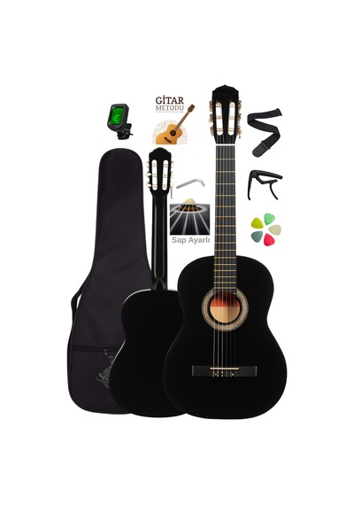 Campbell Ce-54bk 3/4 Klasik Gitar Siyah - Sap Ayarlı Full Set 7-14 Yaş - 8697389643211