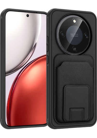 Honor Magic 8 Lite 5g İçin Uyumlu Tpu Korumalı Kart Bölmeli Deri Dokulu Kılıf