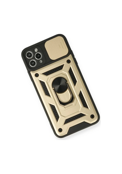 Newface - 208 - iPhone Uyumlu 11 Pro Kılıf Pars Lens Yüzüklü Silikon - Novapazr - - Gold