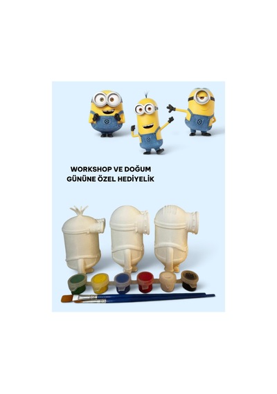 3d Minions Bob-kevin-stuart 3 Lü Set Figür Boyama Seti - Kendin Boya Hobi Ve Etkinlik Seti - Akrilik Boya + 6 Fırça