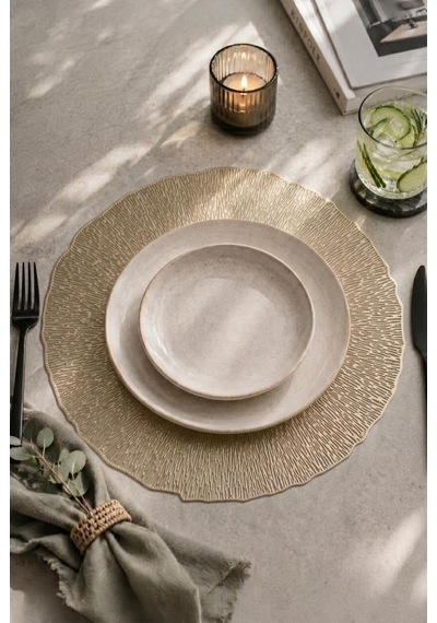 6 Lı Amerikan Servisi Supla Yuvarlak Gold 38 Cm 77506 Çok Renkli