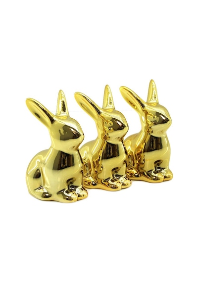 İbico İ12-189 Biblo Ve Dekoratif Süs Eşyası Gold Küçük Tavşan Seramik - 12'li Paket Diğer