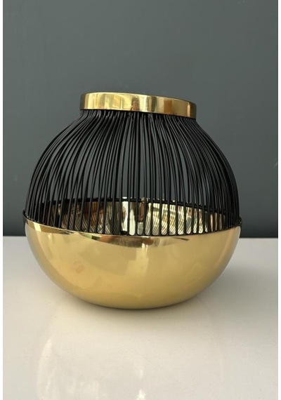 Lamedor Skult Gold Black Medıum T-lıght Holder 18x18x14 Cm