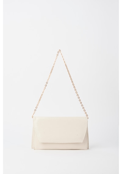 Vivaq Kadın Krem Zarf Tasarım 2 Bölmeli Mini Zincir Askılı Çıt Çıt Kapama Clutch Ve El Çantası