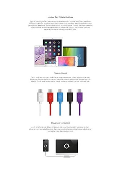 Mojue 3dk33 Micro Usb Kablosu, 1 Metre,mavi