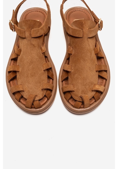 Luvishoes Alone Taba Süet Hakiki Deri Kadın Sandalet
