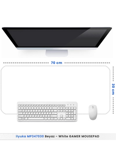 70x30cm Logosuz Beyaz İlyukamp347030 Büyük Boy Xl Gaming Mousepad