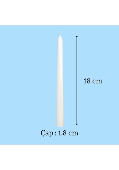 6 Lı Kısa Krem Konik Şamdan Mum Yükseklik 18 Cm Krem