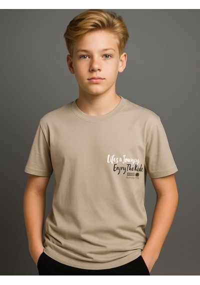 Nk Kids Erkek Çocuk Lifes Yazılı T-shirt-16021 Bej