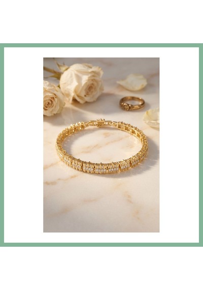Bşkvirgo Gold Renk Pirinç Elegance Zirkon Taşlı Kadın Bileklik Bsk2026