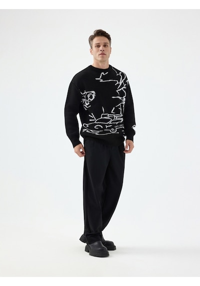 Loose Fit Erkek Kazak Siyah