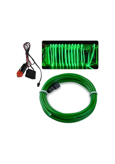 Araç İçi Torpido Şerit Ledi Renkli İp Neon Led 5 Metre Yeşil