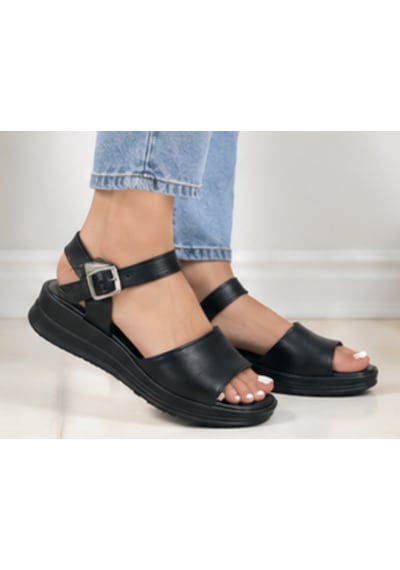 N Napa Shoe Np.15600.siyah Deri Sandalet