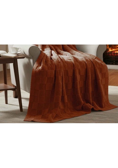 Merinos Fiona Stonecube Soft Battaniye 150x220 Kiremit