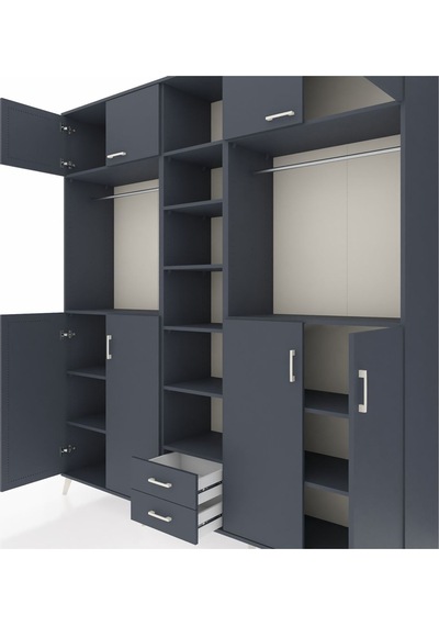 Hyperion Dolap 14 Raflı 2 Çekmeceli 2 Askılı 220x44x243 Antrasit-antrasit/antrasit Antrasıt/antrasıt Hyperion Dolap 14 Raflı 2 Çekmeceli 2 Askılı 220x44x243 Antrasit-antrasit/antrasit Antrasıt/antrasıt