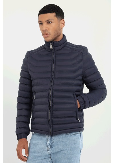 Dufy Lacivert Kapitone Slim Fit Erkek Mont-25286 Lacivert
