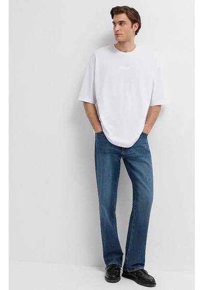 Mavi M0613553-620 Mavi Baskılı T-shirt Erkek Tişort Beyaz