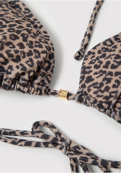Mavi - Leopar Desenli Bikini Üstü 1914167-33653 Kahverengi