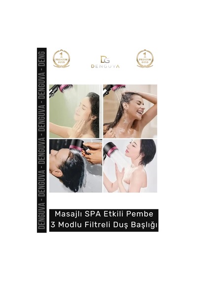 Duşbaşlığı Masajlı Spa Etkili Su Tasarruflu Yüksek Basınçlı Siyah Pembe 3 Modlu Filtreli Duş Başlığ Çok Renkli