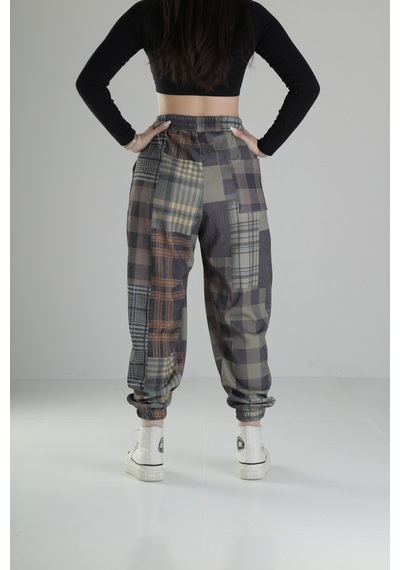 Yeşil Ekose Jogger Pantolon Coc1860 Yeşil