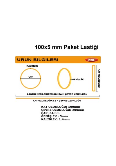 Ekoset 100 x 5 MM Kauçuk Kalın Paket Lastiği 12 KG