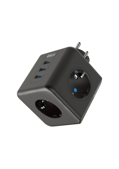 Isıya Dayanıklı Termal Akım Korumalı Ve Çocuk Korumalı 3 Priz Girişli 3 Usb Girişli Küp Priz Çok Renkli