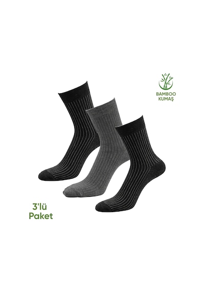 Bambu Erkek Soket Çorap - 3 Çift - Dikişsiz - Malta - 17671 - Set 1 Çok Renkli
