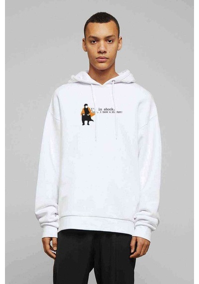 Sherlock Shock Blanket Baskılı Beyaz Erkek Örme Kapşonlu Sweat
