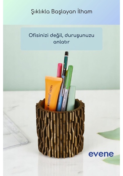 Kalemlik Masa Kalemliği Organizer Kalemlik Altın Eskitme Renk Model 78 Çok Renkli