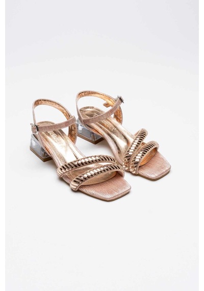 Trendella Rose Gold Taşlı Kadın Topuklu Sandalet Tr25my04d Altın