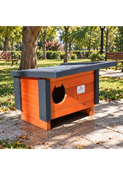 Ahşap Kedi Evi Tek Yuvalı Dış Ortam