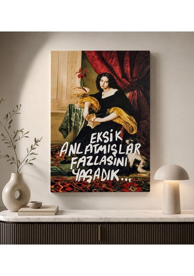 Bk Gift Vintage Klasik Sanat Esprili Sözlü Dekoratif Kanvas Tablo - 15 Çok Renkli