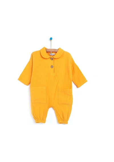 HelloBaby Yenidoğan Yaka Detaylı Müslin Patiksiz Tulum Kız Bebek 23Yhlbktlm004_Sari Sarı