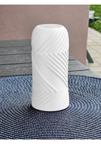 Alvera Vector Vazo 3d Baskı Geometrik Çizgili Dekoratif Vazo-beyaz