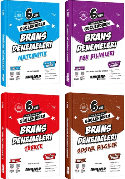 Ankara 2025 6. Sınıf Matematik + Türkçe + Fen + Sosyal Güçlendiren Branş Denemeleri Seti 4 Kitap