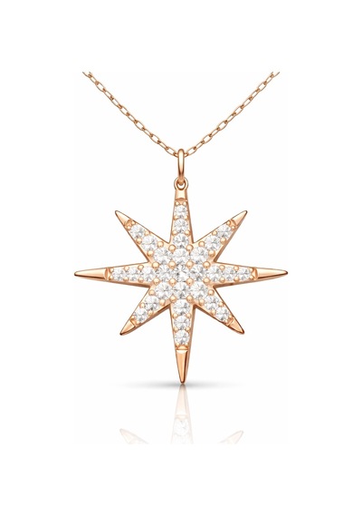 925 Ayar Gümüş Rose Altın Kaplama Kaplama Kaplama Kutup Yıldızı Kadın Kolye Rose Gold