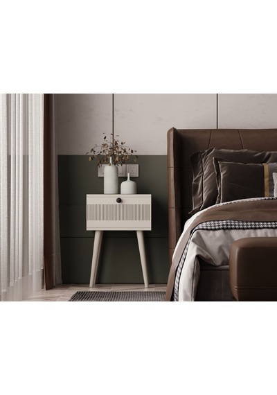 Melura Komodin %100 Mdf Lake Boyalı Ahşap Ayak Kumtaşı