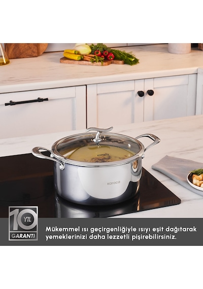 Karaca Plasma Steel 316+ 3Ply Yanmaz Yapışmaz Çelik Tencere 24 cm