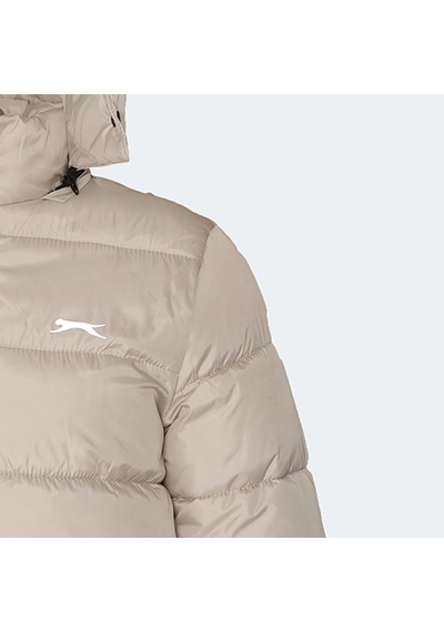 Slazenger GAFAR Büyük Beden Erkek Kapüşonlu Şişme Bej Mont & Kaban