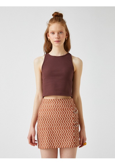 Koton Halter Yaka Crop Atlet Kahverengi 2yal38235ık Kahve