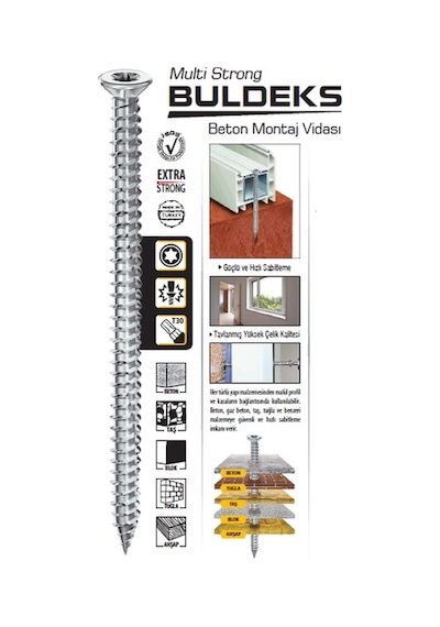 Buldeks Beton Montaj Vidası 7.5 x 120 MM ( 100 Adet )