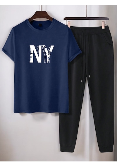 Uyguntarz Unisex New York Baskılı Eşofman Takımı Lacivert