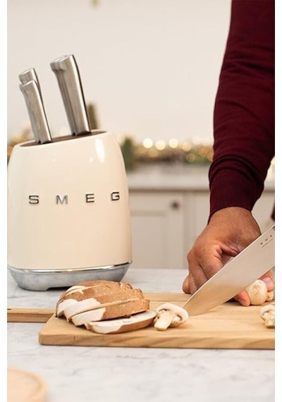 Smeg 50's Style Kbsf02 Krem Standlı Bıçak Seti Krem