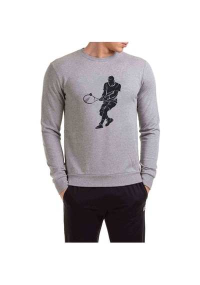 Silhouette Tennis Baskılı Gri Erkek Örme Sweatshirt