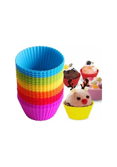 Silikon Mini Kek Kalıbı 18 Adet Muffin Kek Kalıbı Plastik Pembe Diğer
