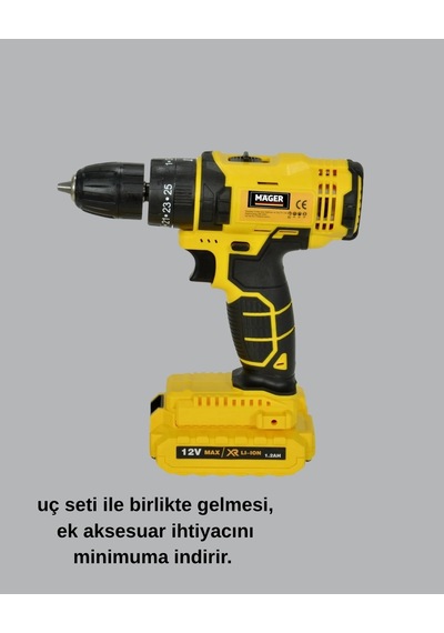 Ergonomik Tasarımlı 12v Matkap 2 Vitesli, Led Aydınlatmalı Ve Dayanıklı Çok Renkli