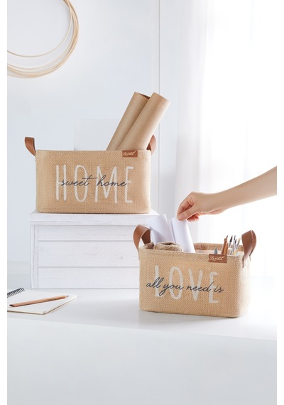 Ocean Home Textile 2'li Astarlı Jüt Sepet Set